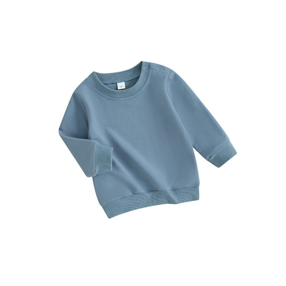 Lamuusaa Toddler Baby Boys Sweatshirts Long Sleeve Crewneck Solid Color Pullover Fall Tops