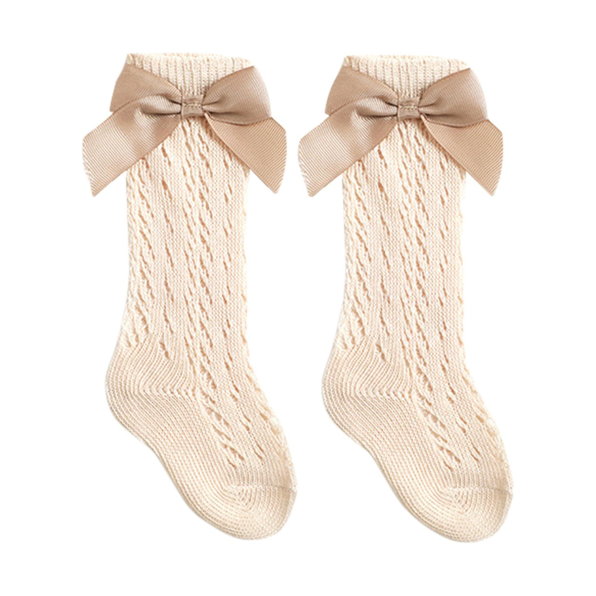 Girls Clothes, Baby Girls Knee High Socks Anti-skip Crew Stockings With Bow Soft Cozy Cotton Knitted Winter Socks Girls 5 Years Yellow