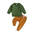 thumbnail image 1 of Lamuusaa Toddler Boy Clothes Long Sleeve Round Neck Pullover Elastic Waist Pants 2Pcs Warm Outfit, 1 of 9