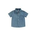 thumbnail image 1 of Lamuusaa Toddler Boys Summer Casual Denim Shirt Solid Color Short Sleeve Button Down T-shirt, 1 of 9