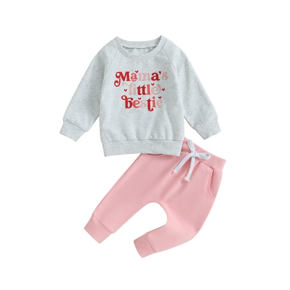 Lamuusaa Toddler Girls 2PCS Pants Sets Long Sleeve Print Pullover Tops and Drawstring Pants Sets