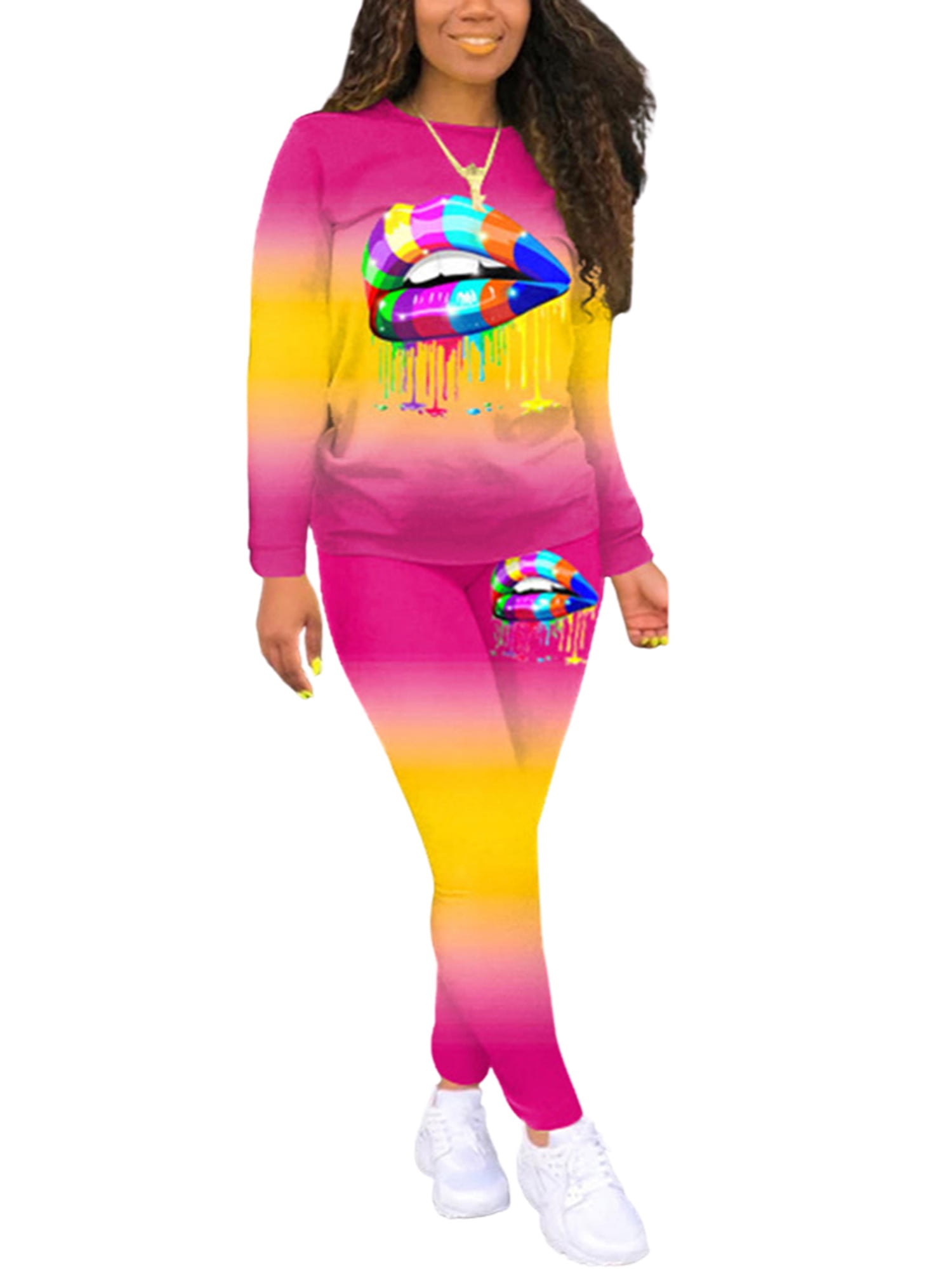 Lamuusaa Two Piece Set Matching Sets Women Tracksuit Plus Size Clothing African Clothes Jogging Femme 2 Piece Sets Womens Outfits Walmart