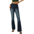 thumbnail image 1 of Lamuusaa Women Casual Denim Flared Pants Solid  Loose Low Waist Bell Bottom Trousers with Pockets, 1 of 9