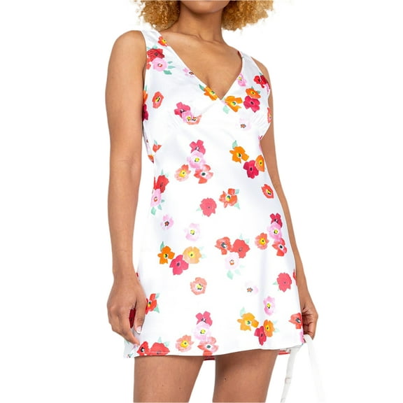 Lamuusaa Women Floral Dress, Sleeveless Off Shoulder V Neck Slimming Casual One-Piece Short Dress