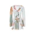 thumbnail image 1 of Lamuusaa Women Mini Dress Long Sleeve Lacing Tie-dye Print Patchwork Slit Bodycon Dress for Club Party, 1 of 9