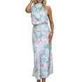 thumbnail image 1 of Lamuusaa Women Summer Casual Long Dress Tie-Up Sleeveless Satin Dress Fashion Beach Party Dress, 1 of 9