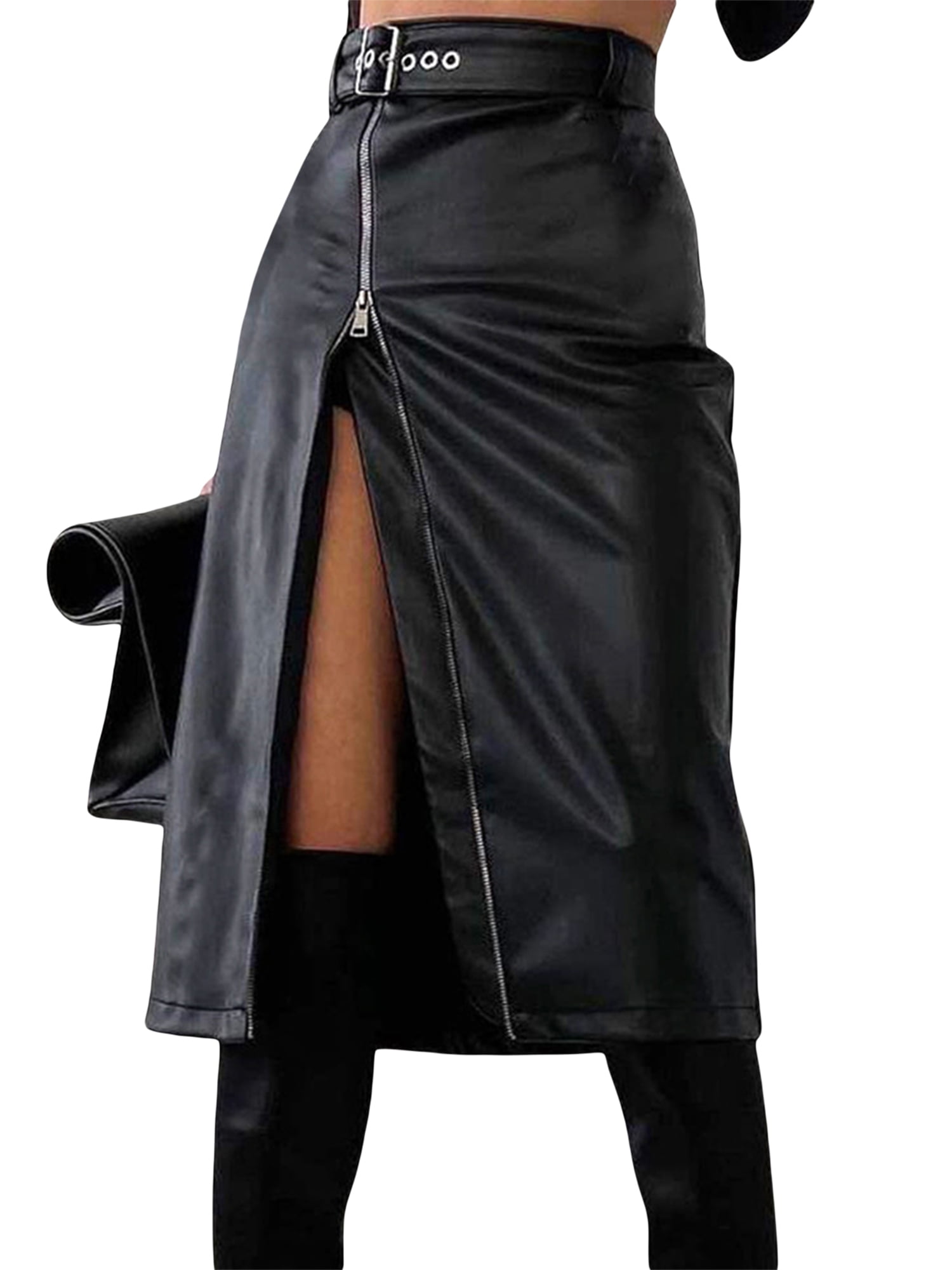 Women's High-Waisted Faux Leather Pencil Skirt