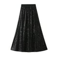 thumbnail image 1 of Lamuusaa Women's Summer Midi Skirt Slim A-line Skirt High Waist Elastic Band Sequins Skirt, 1 of 8