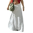 thumbnail image 1 of Lamuusaa Women's Summer Midi Skirt White Elastic Band Tiered Ruffle Boho Beach Skirt Streetwear, 1 of 6