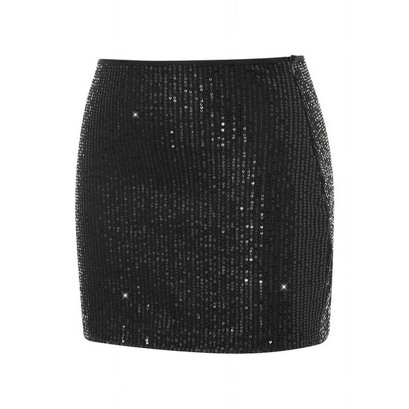 Lamuusaa Women's Summer Mini Sequins Skirts Shiny Sequined Holiday Short Skirts for Party