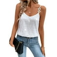 thumbnail image 1 of Lamuusaa Women´s Summer Sequin Cami Tops Spaghetti Strap V-Neck Sparkle Shimmer Loose Sleeveless Tanks Tops, 1 of 7