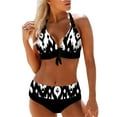 thumbnail image 1 of Lamuusaa Women's Summer Swimsuit 2 Pcs Set, Big Dot Print V-Neck Bra +Middle Waist Shorts Beachwear, 1 of 7