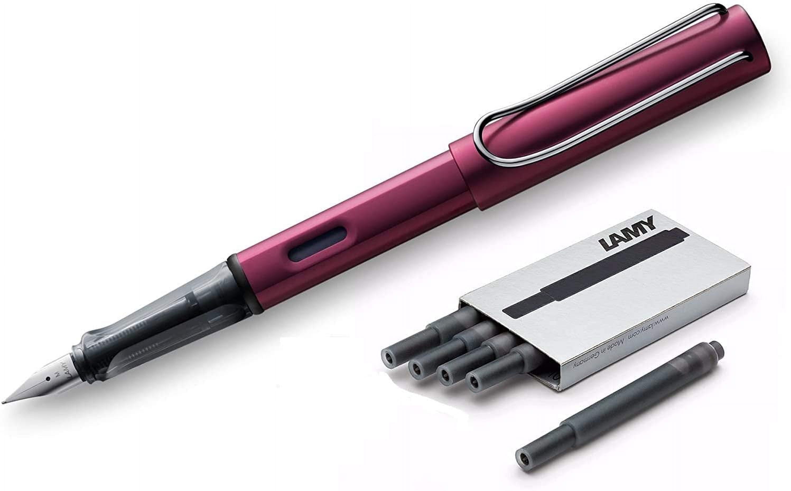 lamy al-star fountain pen (29f) black purple + 5 black ink cartridges