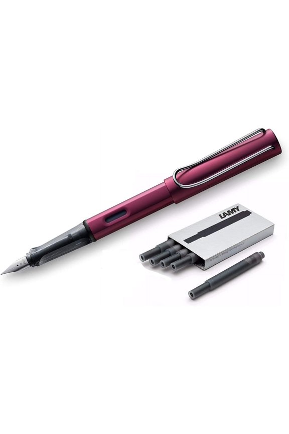 al-star fountain pen (29f) black purple + 5 black ink cartridges