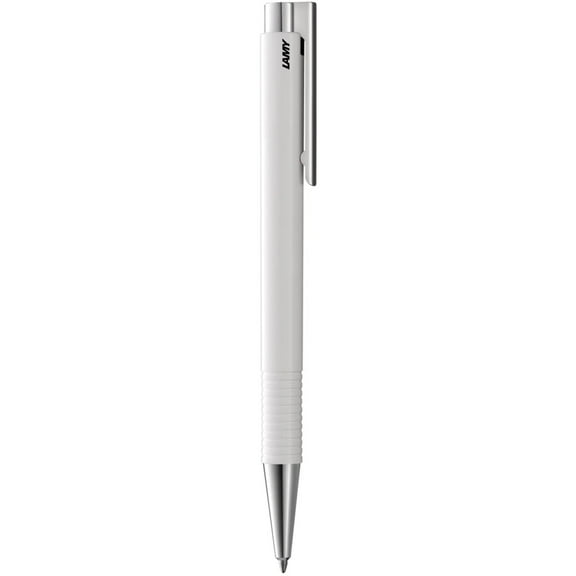 Lamy L204MWEBC Logo M+ Shiny White Barrel with Clip Ballpoint Pen