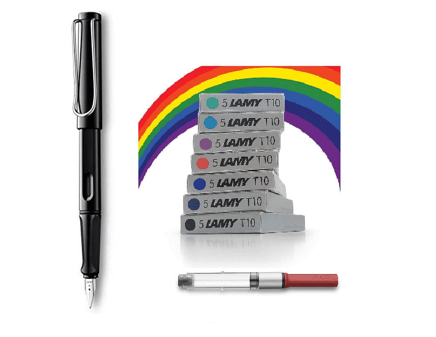 LAMY Safari Füller In Schwarz Mit 5 Schwarzen Tintenpatronen | Schreibtisch-Clip | Ideal Für Schule, Büro & Alltag