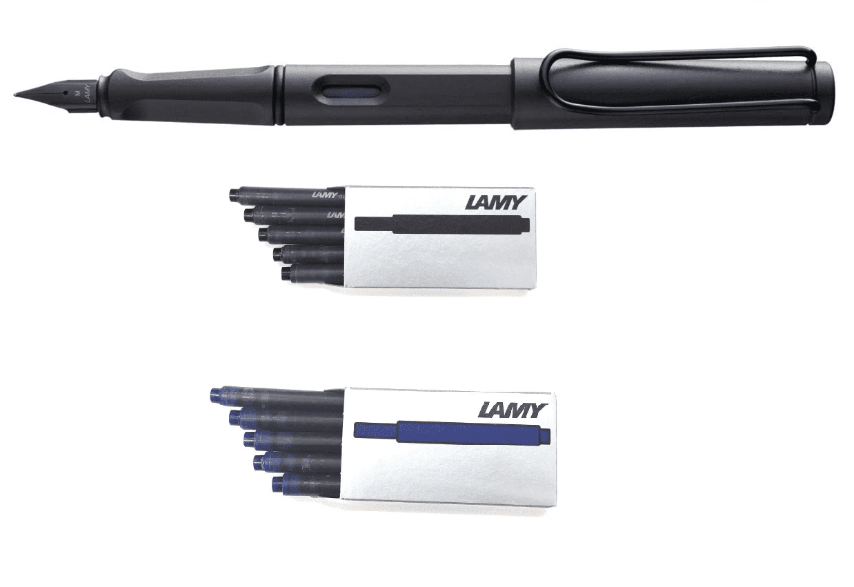 Lamy Safari Charcoal Fountain Pen M Nib Refill Pack: Black