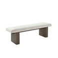 thumbnail image 1 of Lan 60 Inch Dining Bench, Upholstered, Panel Pedestal Base, Brown - Saltoro Sherpi, 1 of 5