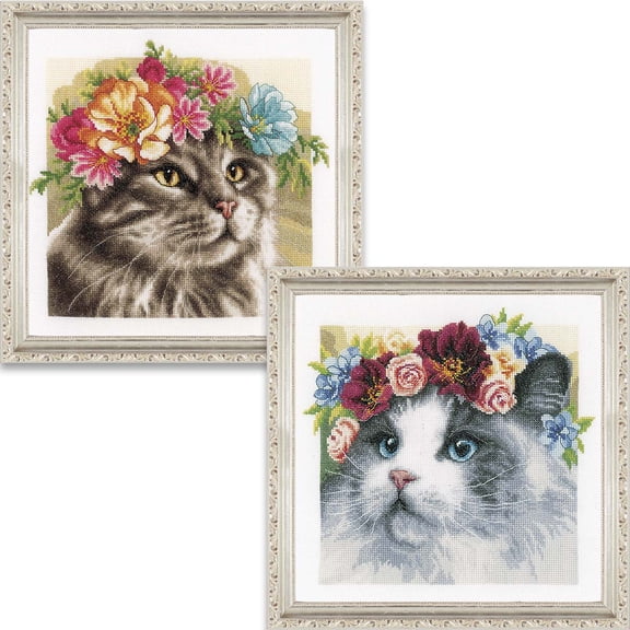 LanArte Flower Crown Cats Set Counted Cross-Stitch