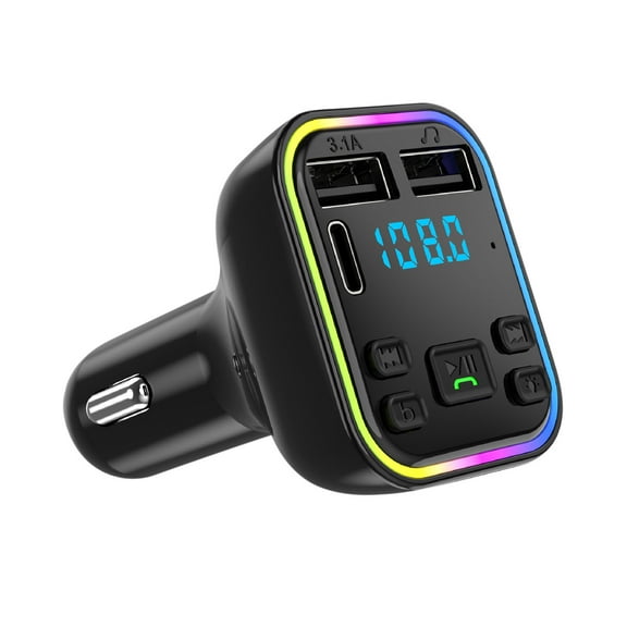 LanChuBo Bluetooth 5.0 Car FM Transmitter, Wireless Handsfree Adapter witth MP3 Player and Dual USB Charger