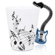 LanHong 13.5 Ounce Guitar Mug Music Note Coffee Mug Ceramic Guitar Music Cup Mug Gifts for Guitar Players Musicians(Blue)
