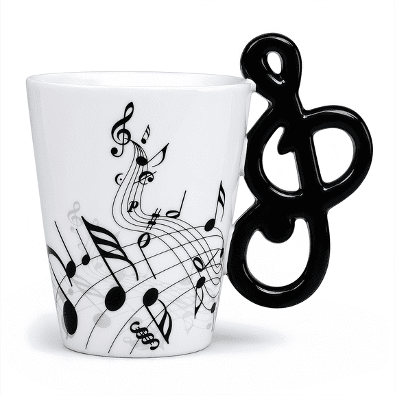 LanHong 13.5 Ounce Music Mug Musical Notes Design Coffee Cup Ceramic Music Musical Notes Cup Gift for Friend Musicians