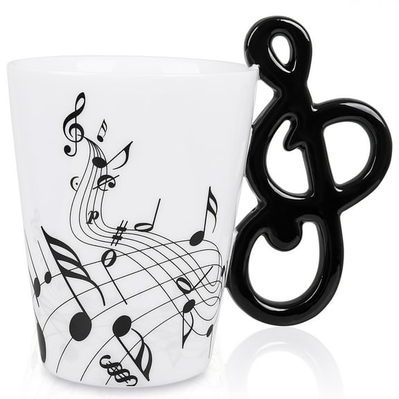 LanHong 13.5 Ounce Music Mug Musical Notes Design Coffee Cup Ceramic Music Musical Notes Cup Gift for Friend Musicians