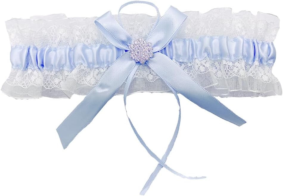 LanJun Wedding Garters for Bride Lace Bridal Garters with Bow Stretch