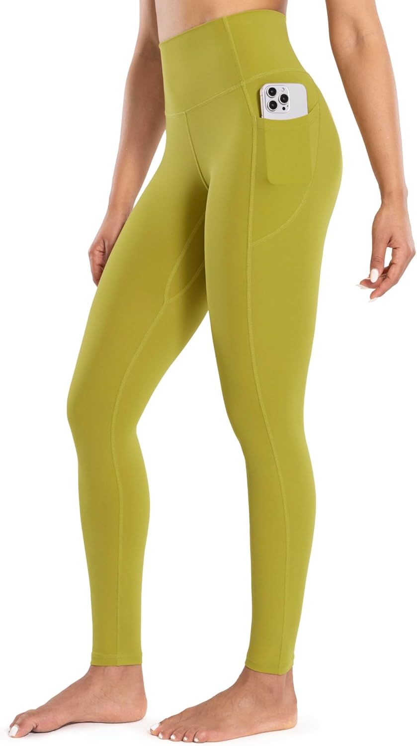 LanJun Women's Workout Leggings with Pockets High Waist Pants 28" Tummy