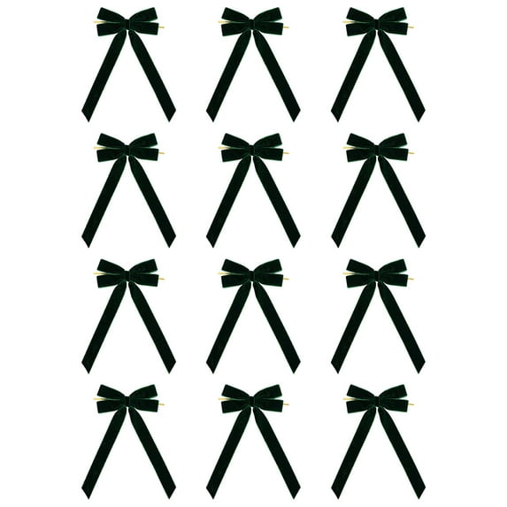 LanSuare 12Pcs Large Velvet Bows for Christmas Tree Decorations, Ribbon Bows Xmas Ornaments for Tree Home, Party Front Door, Wreath Holiday Decor(10"x5.1", Green)