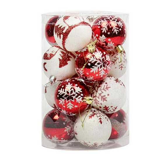 LanSuare 16Pcs Christmas Balls Ornaments, 2.36Inch Stripe Pattern Multicolour Glittering Hanging Balls, Shatterproof Ornaments for Xmas Tree, Party Decoration