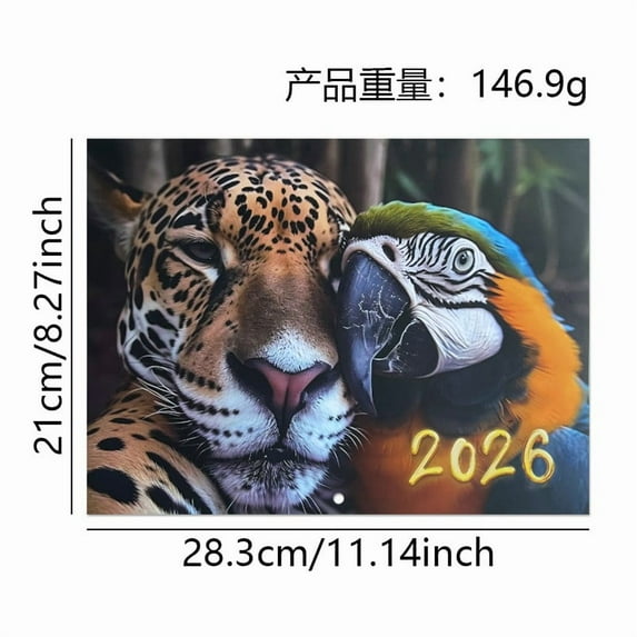 LanSuare 2026 Animal Wall Calendar, 12 Months Calendar 2026, 11" x 8" Jan.2026 - Dec.2026, Family Planner Calendar Organizer with Funny Pet Images, for Animal Lovers