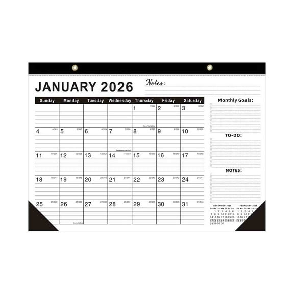 LanSuare 2026 Wall Calendar, 18 Months Calendar 2026, 15" x 12" Jan.2026 - Jun.2027, Twin-Wire Binding, Blank Block, Julian Dates, Hanging Loop, Holiday Reminder, Thick Paper