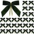 thumbnail image 1 of LanSuare 24Pcs Velvet Small Bows for Christmas Tree Ornaments, Twist Tie Velvet Bows, Suitable for Indoor, Outdoor, Wreaths, Holiday Xmas Tree, Wrapping Crafts(3.5"x3.5", Army Green), 1 of 9