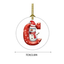 LanSuare 26 Initial Christmas Ornament with Snowman, 2.8Inch Personalized Christmas Pendant for Christmas Tree Ornaments, Christmas Hanging Decoration（C）