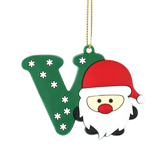 LanSuare 26 Letter Ornaments Christmas Tree Decoration, Personalized Santa Alphabet Decorative Gift Set, for Family Christmas Party and Tree Decor, Customizable and Festive(V)