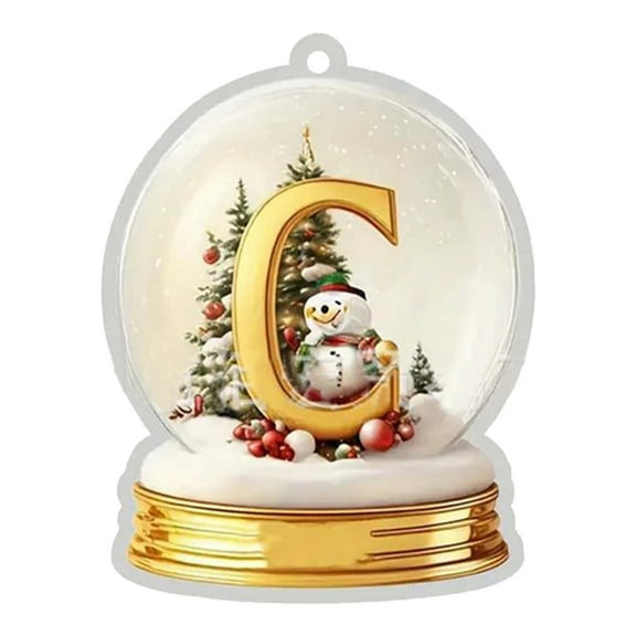 LanSuare 26 Letter Snow Globe Christmas Ornaments, Acrylic Christmas Tree Pendant, Personalized Christmas Ornaments for Party Decoration, Xmas Tree Hanging Decor（C）