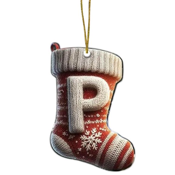 LanSuare 26 Letter Stocking Ornaments for Christmas Tree Decoration, 3.1" 2 DAcrylic Personalized Hanging Pendant Xmas Initial for DIY Craft Ornament, Party GIfts(P)