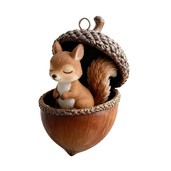 LanSuare 2D Forest Animal Acorn Ornaments, 3.1" Woodland Animal Christmas Ornaments, Acrylic Personalized Hanging Ornament for Backpack Keychain, Christmas Tree Decor(Squirrel)