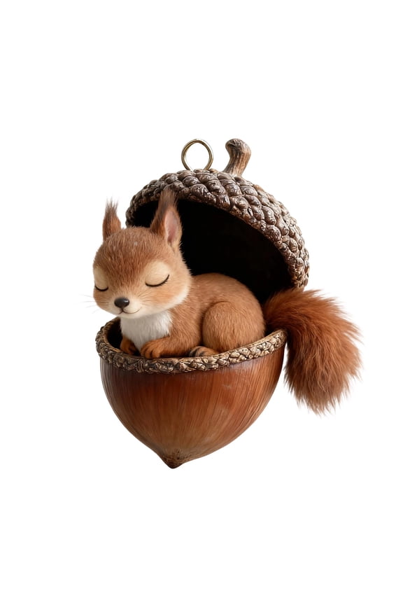 2D Forest Animal Acorn Ornaments, 3.1" Woodland Animal Christmas Ornaments, Acrylic Personalized Hanging Ornament for Backpack Keychain, Christmas Tree Decor(Squirrel)