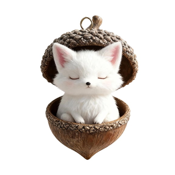 LanSuare 2D Forest Animal Acorn Ornaments, 3.1" Woodland Animal Christmas Ornaments, Acrylic Personalized Hanging Ornament for Backpack Keychain, Christmas Tree Decor(Fox)