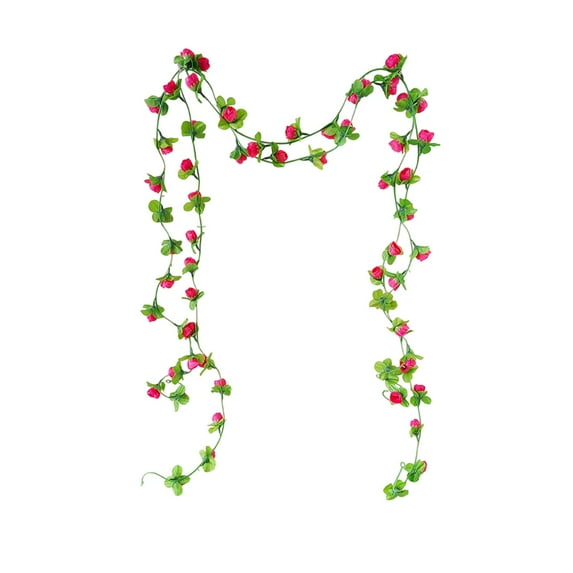 LanSuare 2Pack (7.5FT )Fake Rose Garland, Artificial Roses Vines Flower Garland, Hanging Floral Vine for Wedding Home Backdrop Party Arch Arrangement Decoration, Hot-pink