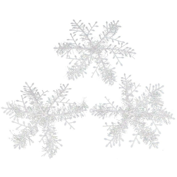 LanSuare 3Pcs Christmas Snowflake Ornaments, 7.08nch Plastic White Snow Flakes Ornaments, for Christmas Indoor, Winter Wonderland Decor