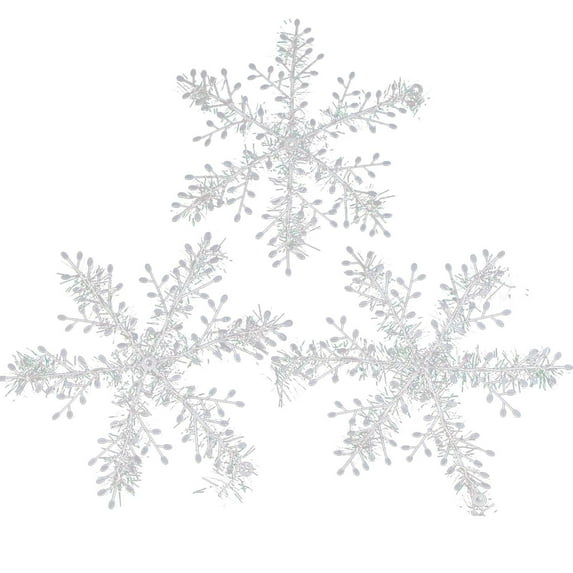 LanSuare 3Pcs Christmas Snowflake Ornaments, 9.05Inch Plastic White Snow Flakes Ornaments, for Christmas Indoor, Winter Wonderland Decor