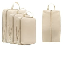 LanSuare 4-Piece Travel Storage Bags, Waterproof Double Layer Zipper Set, Business Luggage Organizer, Suitcase Packing System