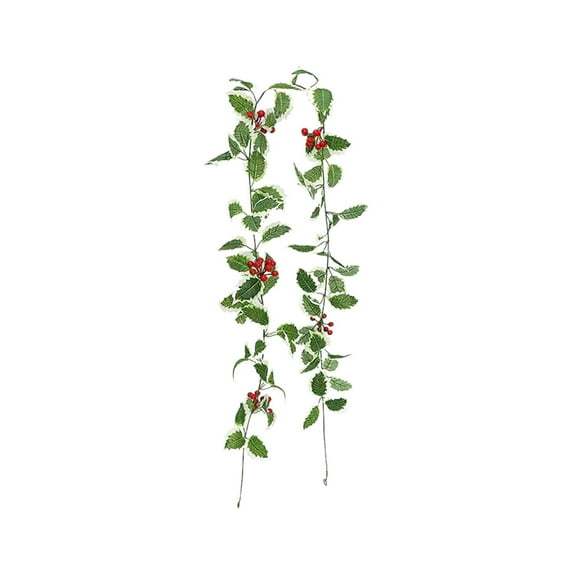 LanSuare 5.7FT Red Berry Christmas Artificial Garlands, Xmas Berry Holly Leaves Garland, Winter Snowy Hanging Garlands with Red Berries for Wedding, Party, Home Decoration
