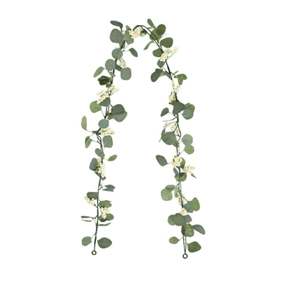 LanSuare 5.8FT Faux Eucalyptus Leaves Garland with White Berries, Artificial Ivy Eucalyptus Leaves Fake Silver Greenery Hanging Garland for Wedding Backdrop Arch Party Decor