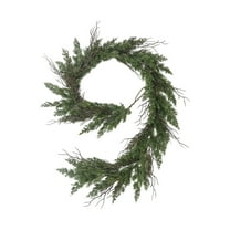 LanSuare 5.9FT Christmas Cedar Garland, Realistic Greenery Cypress Garlands, Real Touch Artificial Pine Garland for Home Dining Table, Mantel, Stair, Porch, Winter Xmas Decor