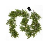 LanSuare 6.2FT Christmas Garland with Lights, Artificial Pre-lit Pine Garland with Battery Operated, for Mantel, Window, Stairs Wall,Indoor Outdoor Christmas Decor