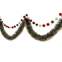 LanSuare 6.2FT Christmas Tinsel Garland with Lights, Plastic Metallic Twist Tree Decoration, Pre-lit Battery Operated Hanging Garland for Xmas New Year Home Outdoor Decor